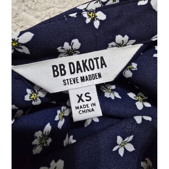 Bb Dakota By Steve Madden XS Navy Floral Maxi Dress 100% Polyester Short‎ Sleeve - Picture 2 of 8